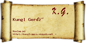 Kungl Gerő névjegykártya